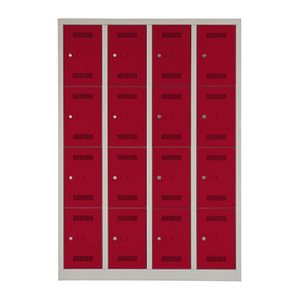 BISLEY Schließfachschrank MonoBloc ML11Q4 lichtgrau, kardinalrot ML11Q4506, 16 Schließfächer 118,3 x 50,0 x 170,0 cm