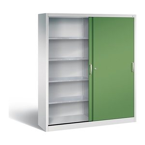 CP Stahlschrank 2149-00 S10059 lichtgrau, rededagrün 8 Fachböden 160,0 x 40,0 x 195,0 cm, aufgebaut, 1 St.