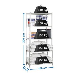 Simonrack Schwerlastregal MADERCLICK PLUS 5/400 778100025201045 silber 100,0 x 40,0 x 200,0 cm