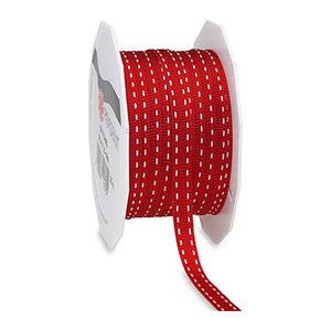 PRÄSENT Geschenkband Stitches seidenmatt rot 7,0 mm x 20,0 m