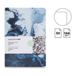 MIQUELRIUS Notizbuch Stone Paper ca. DIN A5 blanko, blau Hardcover 50 Seiten, 1 St.