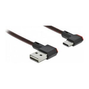 DELOCK USB-A 2.0 Stecker < USB-C Stecker gewinkelt 0,5m SW