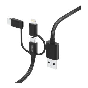 hama 3in1 Kabel 1,5 m schwarz, 1 St.