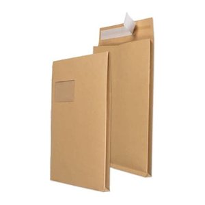 MAILmedia Faltentaschen DIN C4 mit Fenster braun mit 2,0 cm Falte, 100 St.