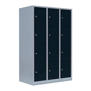 LÜLLMANN Schließfachschrank anthrazit, lichtgrau 523438, 12 Schließfächer 118,5 x 50,0 x 180,0 cm
