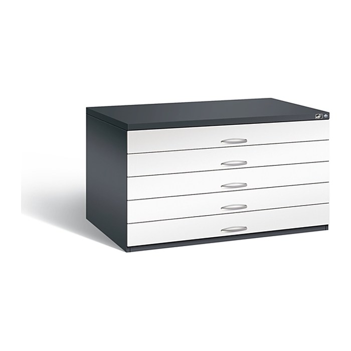 CP 7200 Planschrank schwarzgrau, verkehrsweiß 5 Schubladen 135,0 x 96,0 x 76,0 cm, 1 St.