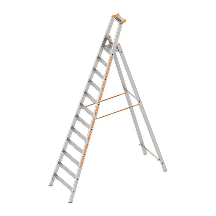 Layher Stehleiter einseitig TOPIC 1064 silber 12 Stufen, H: 370,0 cm