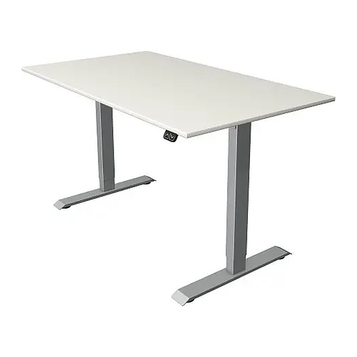 Kerkmann Move 1 elektrisch höhenverstellbarer Schreibtisch weiß rechteckig, T-Fuß-Gestell silber 140,0 x 80,0 cm