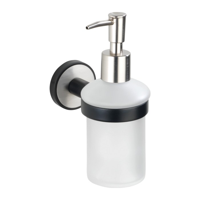 WENKO Seifenspender Udine 25010100 weiß/anthrazit Edelstahl, Glas 200,0 ml, 1 St.