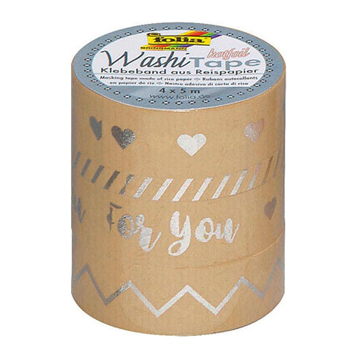 folia Washi Tape HOTFOIL Deko-Klebeband matt 15,0 mm x 5,0 m 4 Rollen