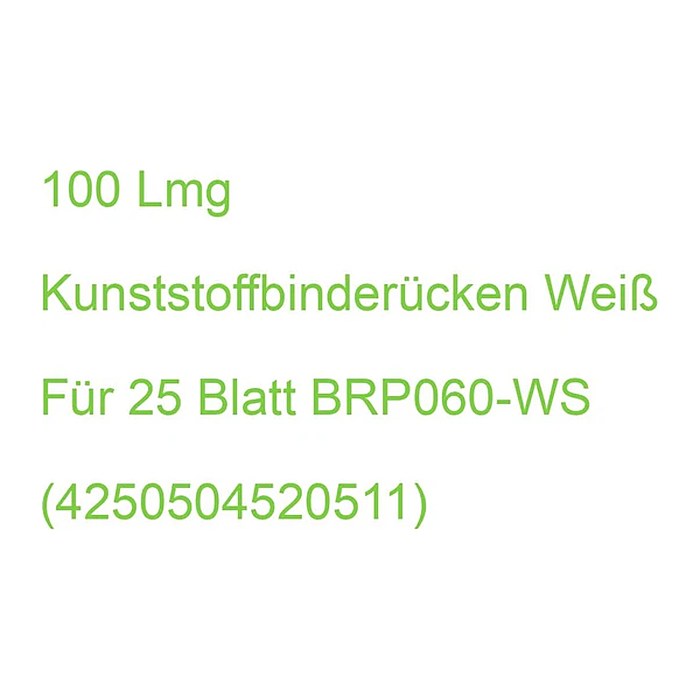 LMG Kunststoffbinderücken weiß für 25 Blatt, 100 St.