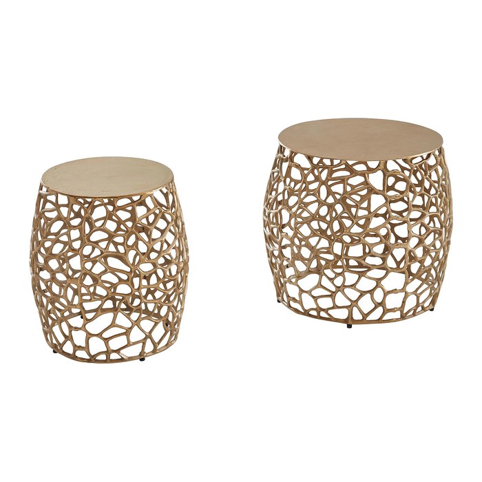 WOHNLING Beistelltische-Set rund Aluminium gold, 1 Set