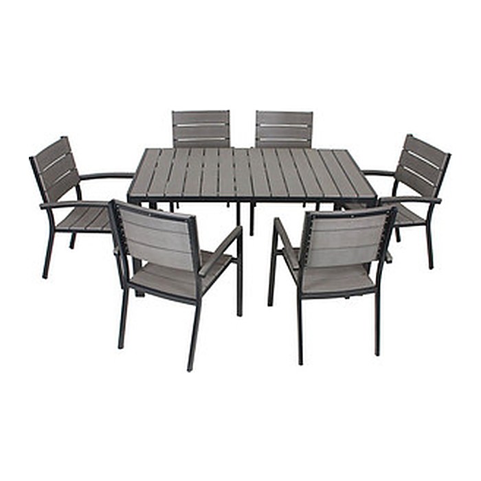 Garden Pleasure Sitzgruppe OLIVIA, schwarz Kunststoff, Metall, 7-teilig