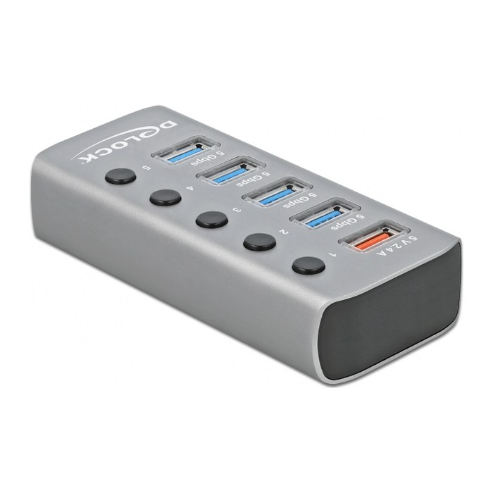 DeLOCK USB-Hub 5-fach grau
