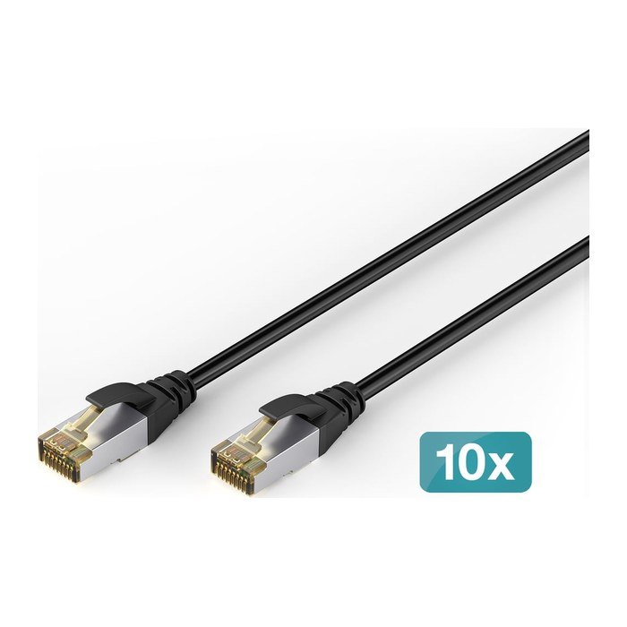 DIGITUS CAT 6A S/FTP Outdoor-Patchkabel, 10 Stück,10m, schw.