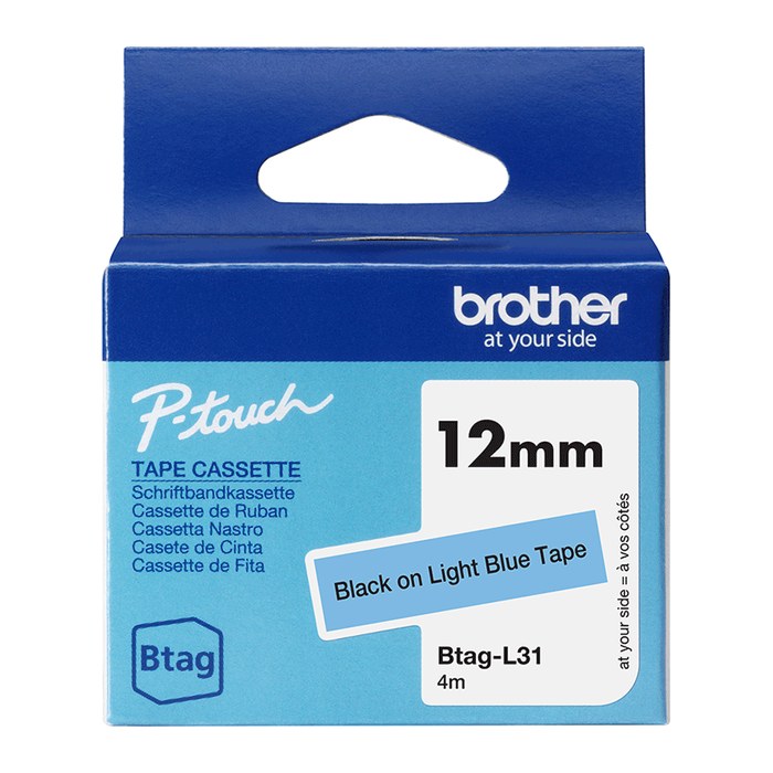 brother Schriftband Btag BTAGL31, 12 mm, schwarz auf blau, 1 St.