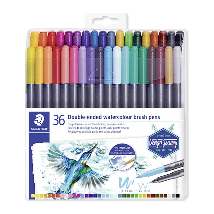 STAEDTLER 3001 Brush-Pens farbsortiert, 36 St.