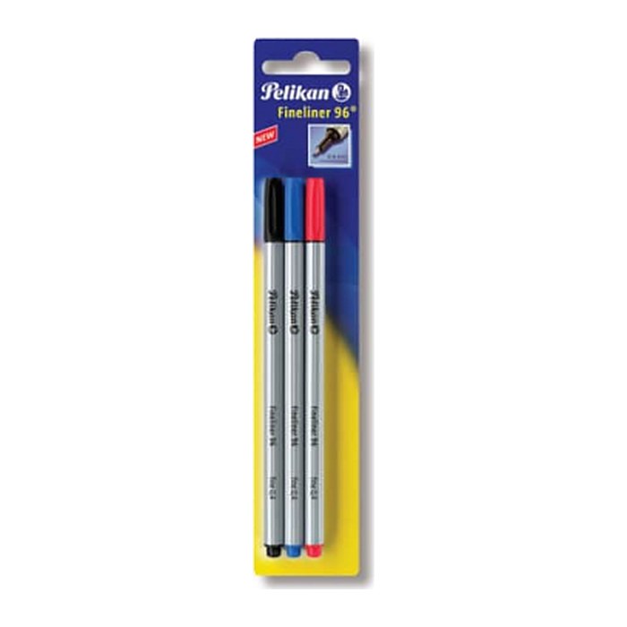Pelikan Fineliner 96 farbig sortiert schwarz/rot/blau 0.4mm Blister