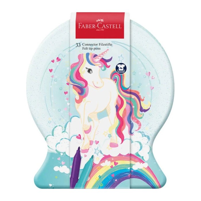 FABER-CASTELL Connector Einhorn Filzstifte farbsortiert, 33 St.