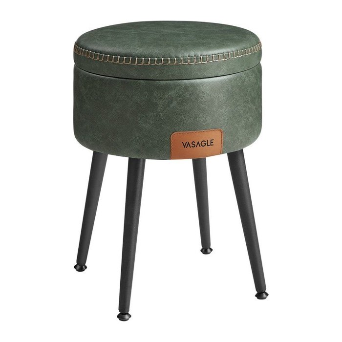 VASAGLE Wohnzimmer-Hocker mit Stauraum LOM005C01 dunkelgrün Kunstleder, 1 St.