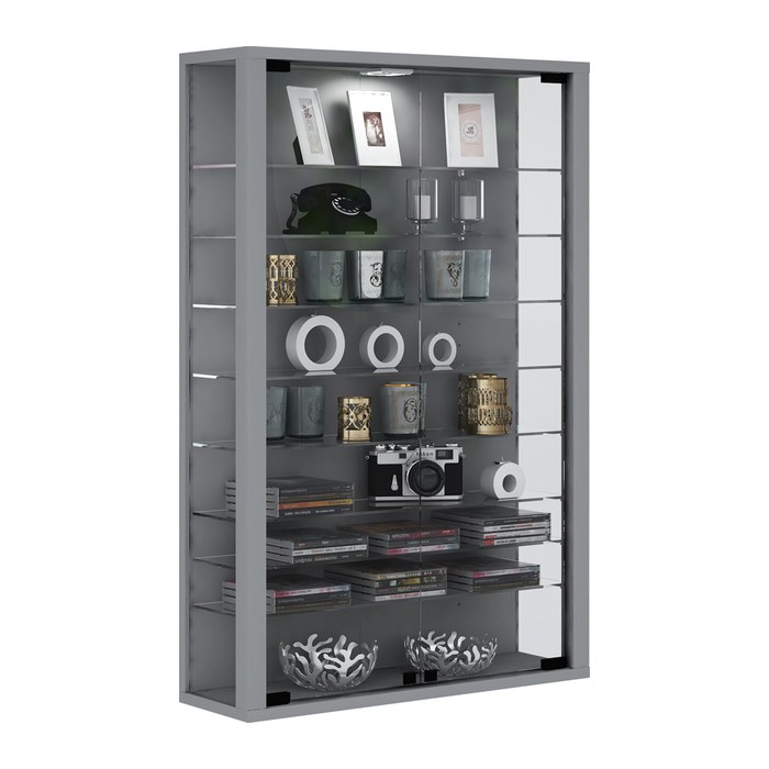 VCM my home Vitrosa Mini Vitrine silber 8 Fachböden