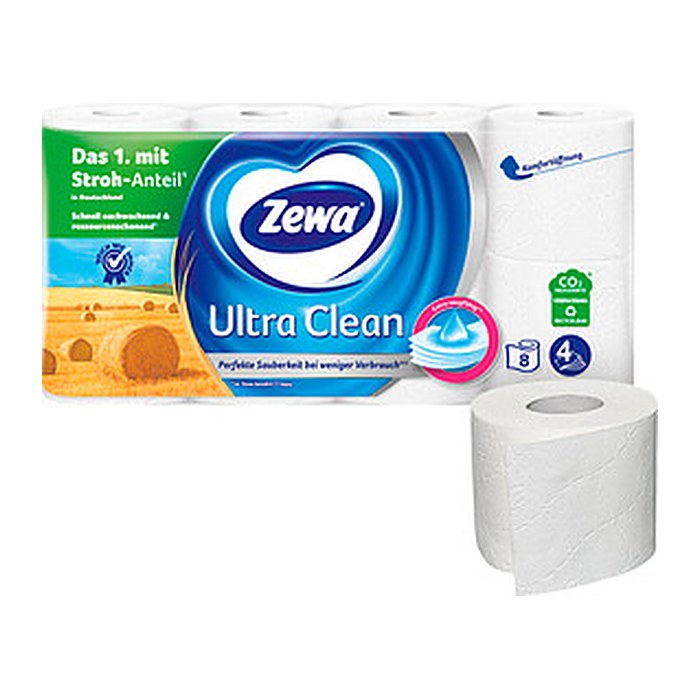 Zewa Toilettenpapier Ultra Clean 4-lagig, 8 Rollen