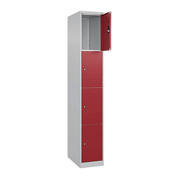 CP Schließfachschrank Classic Plus lichtgrau, rubinrot 080000-104 S10001, 4 Schließfächer 30,0 x 50,0 x 185,0 cm