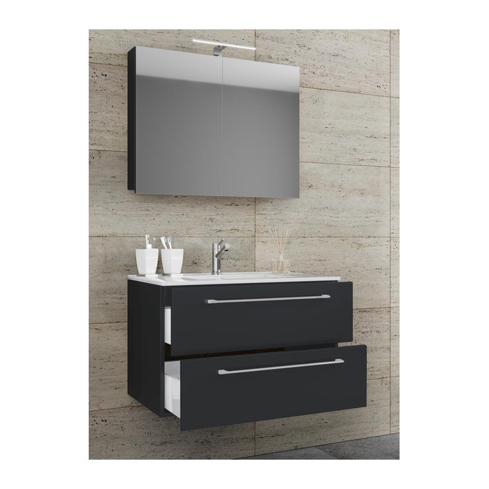 VCM my bath Badmöbel-Set 3-teilig Badinos 914331 schwarz 60,0 x 46,0 x 50,0 cm
