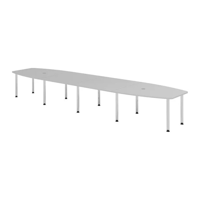 HAMMERBACHER Konferenztisch KT52C lichtgrau Tonnenform, Rundrohr chrom, 520,0 x 85,0/130,0 x 72,0 - 74,0 cm