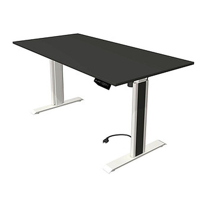 Kerkmann Move 1 advance elektrisch höhenverstellbarer Schreibtisch anthrazit rechteckig, T-Fuß-Gestell weiß 160,0 x 80,0 cm