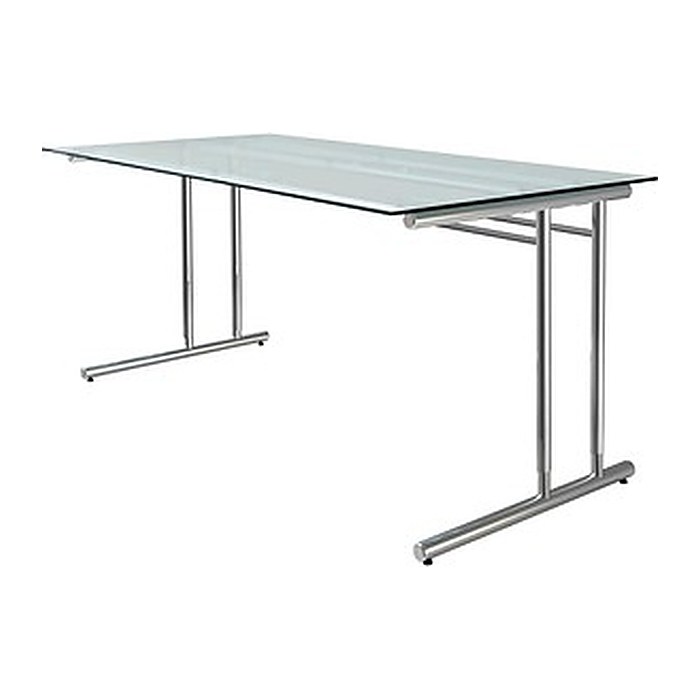 Kerkmann Schreibtisch Milchglas rechteckig, C-Fuß-Gestell chrom 160,0 x 80,0 cm