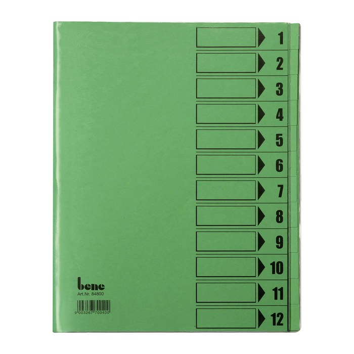 bene Ordnungsmappe 12 Fächer grün, 1 St.