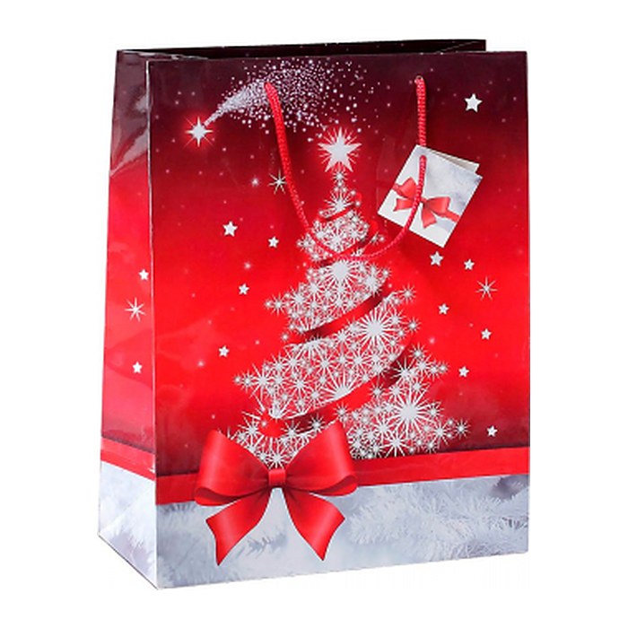 SIGEL Geschenktüten Sparkling Tree rot/weiß 26,0 x 33,0 cm, 5 St.