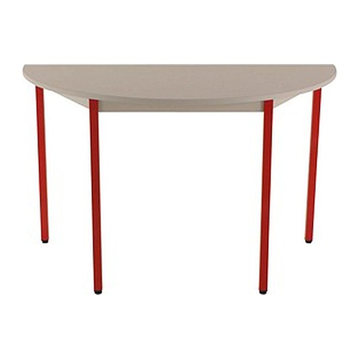 SODEMATUB Mehrzwecktisch lichtgrau, rot halbrund, Vierkantrohr rot, 120,0 x 60,0 x 74,0 cm