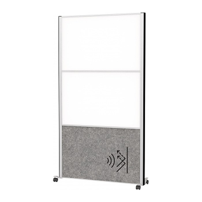 MAUL Akustik-Trennwand MAULconnecto 9622195, dunkelgrau, weiß 100,0 x 182,0 cm mit Rollen, 1 St.