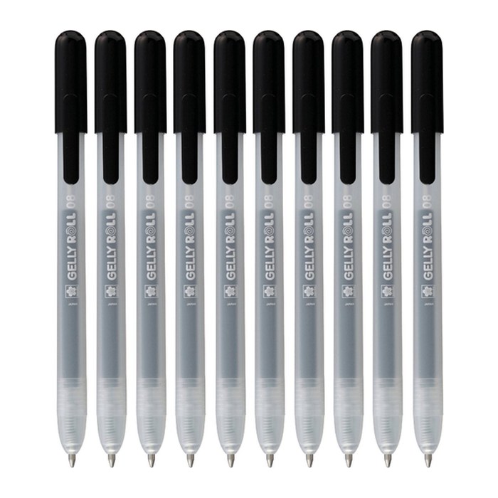 9 + 1 GRATIS: Sakura Gelly Roll Retractable Classic Gelschreiber transparent 0,4 mm, Schreibfarbe: schwarz, 9 St. + GRATIS 1 St.