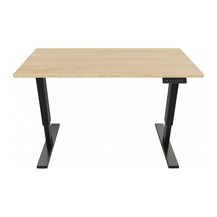BISLEY E-StarterTech elektrisch höhenverstellbarer Schreibtisch kendal eiche rechteckig, T-Fuß-Gestell schwarz 160,0 x 80,0 cm
