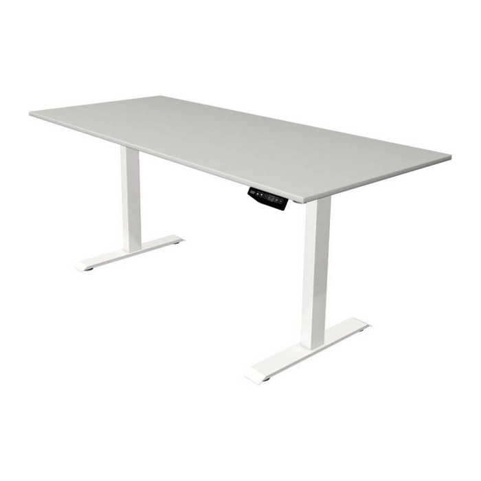 Kerkmann Move 1 elektrisch höhenverstellbarer Schreibtisch lichtgrau rechteckig, T-Fuß-Gestell weiß 180,0 x 80,0 cm