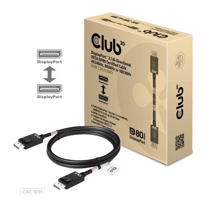 Club3D DP-Kabel 2.1 DP80 zertifiziert 1,2m 10K/8K/4K St/St retail