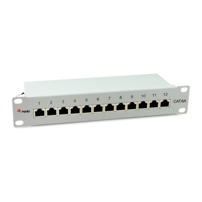 Equip 10" Patchpanel 12xRJ45 Cat6a FTP 1U 500MHz RAL7035