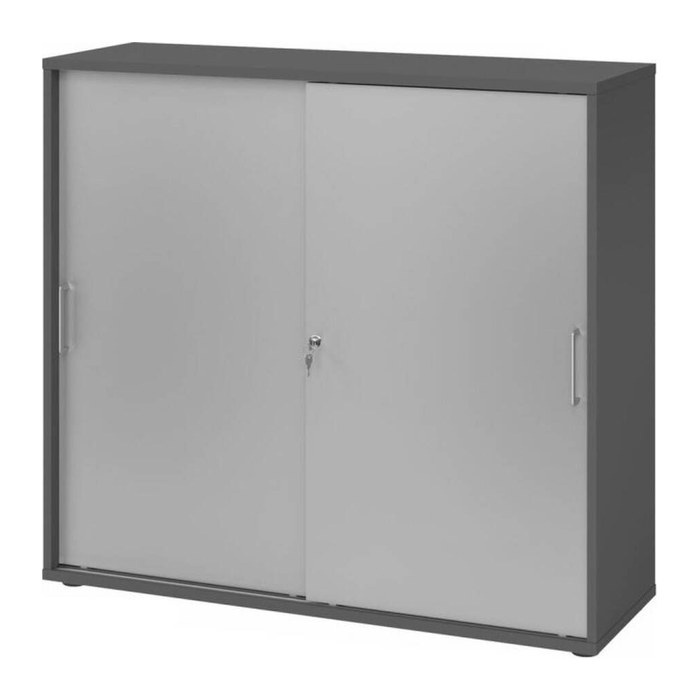 HAMMERBACHER Schiebetürenschrank 1753S, V1753S/G/S/BS grafit, silber 2 Fachböden 120,0 x 40,0 x 110,0 cm