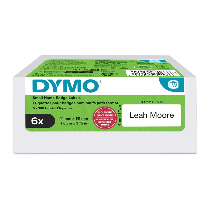 DYMO Etikettenrolle für Etikettendrucker weiß, 41,0 x 89,0 mm, 6 x 300 Etiketten