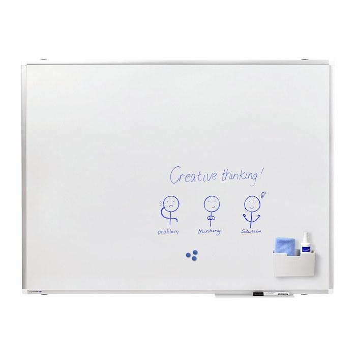 AKTION: Legamaster Whiteboard PREMIUM PLUS 120,0 x 90,0 cm weiß emaillierter Stahl + GRATIS 2 Boardmarker TZ (schwarz, blau), Whiteboard Löscher, Markerhalter, Magnet