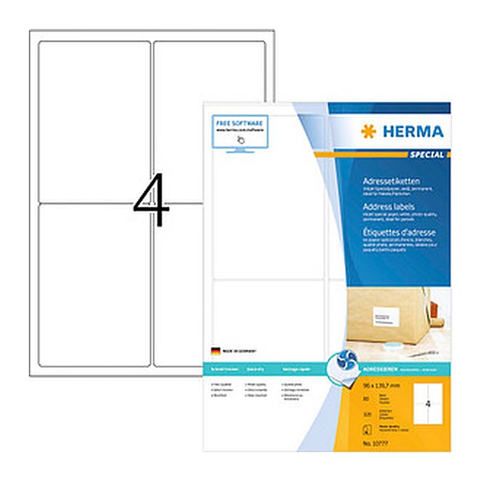 HERMA Adressetiketten weiß 96,0 x 139,7 mm, 80 Blatt