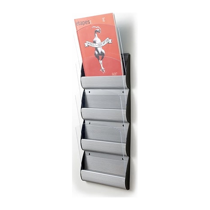 PAPERFLOW Wandprospekthalter Integral silber DIN A4 4 Fächern 23,2 x 9,0 x 73,0 cm, 1 St.