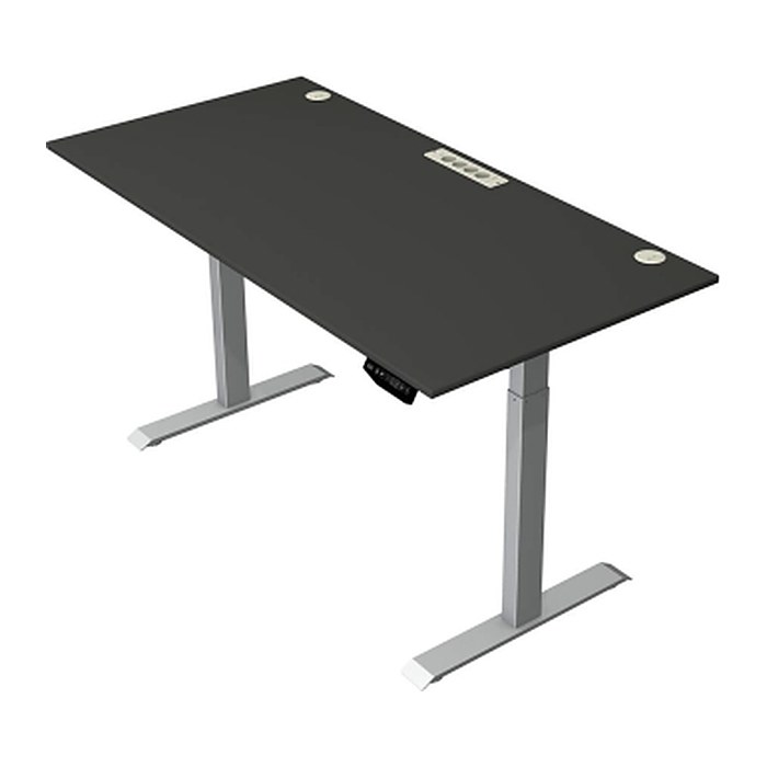 Kerkmann Move 1 plus elektrisch höhenverstellbarer Schreibtisch anthrazit rechteckig, T-Fuß-Gestell grau 160,0 x 80,0 cm
