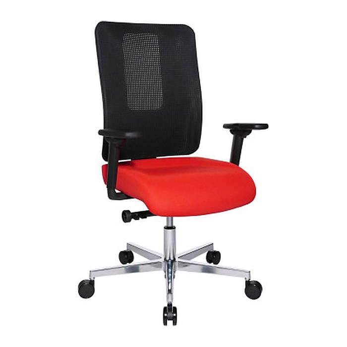 Topstar Bürostuhl Sitness Open X (N) Deluxe Alu mit Schiebesitz, OX39WTW2 T310 Stoff rot, Gestell alu