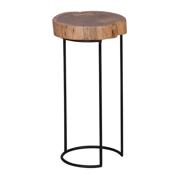 WOHNLING Beistelltisch rund Massivholz akazie 28,0 x 28,0 x 55,0 cm, 1 St.