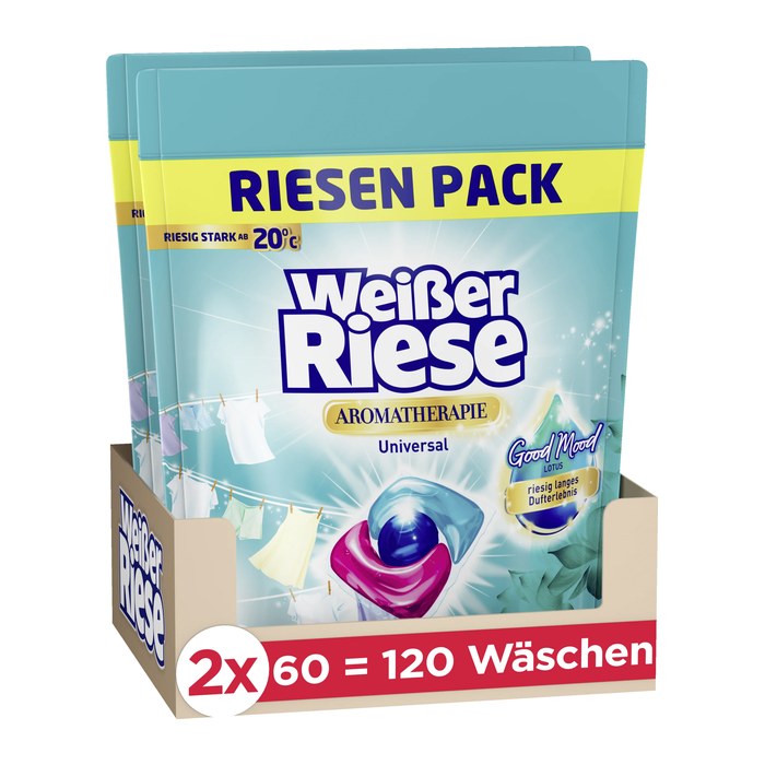 Weißer Riese AROMATHERAPIE LOTUS Waschmittel Caps, 2x 60 St.