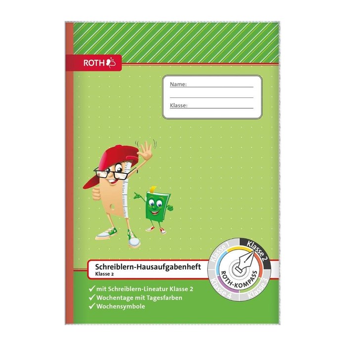 ROTH Hausaufgabenheft Kompass 2. Klasse liniert DIN A4 ohne Rand, 48 Blatt, 1 St.